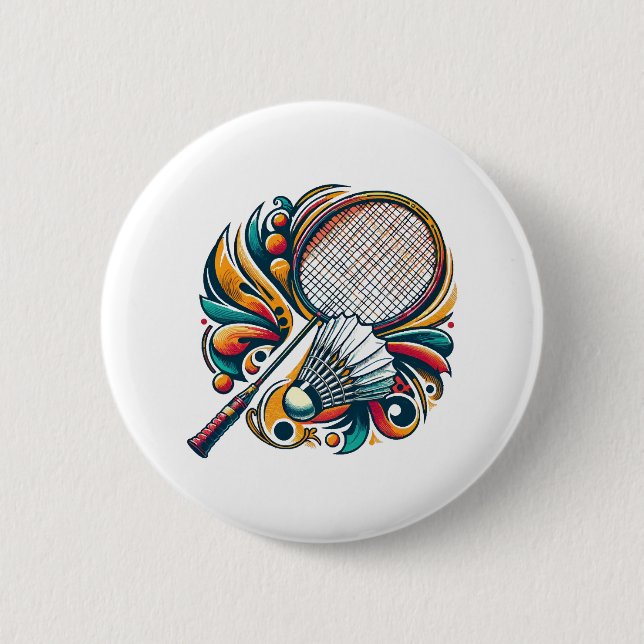 Badge Rond 5 Cm Graphique de badminton (Devant)