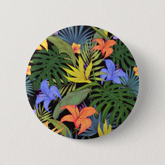 Badge Rond 5 Cm Graphique de fleur d'Aloha de Hawaii tropical (Devant)