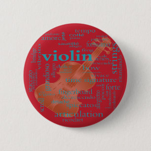Badge Rond 5 Cm graphique de nuage de mot de violon desing par