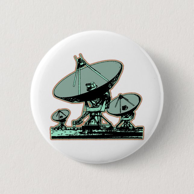 Badge Rond 5 Cm Graphique de parabole satellite rétro (Devant)