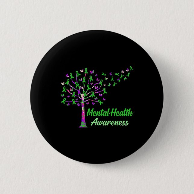 Badge Rond 5 Cm Graphique de soutien des rubans d'arbre de sensibi (Devant)