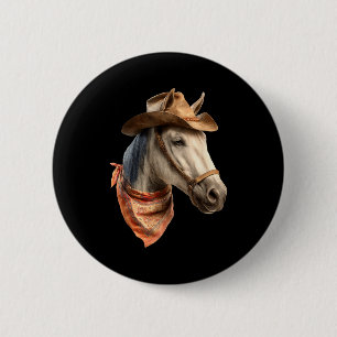 Badge Rond 5 Cm Graphique drôle de cheval cowboy équitation