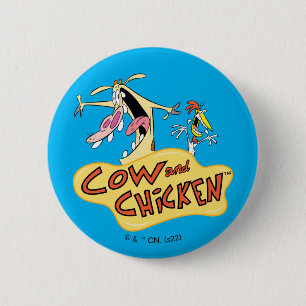 Badge Rond 5 Cm Graphique du logo de la vache et du poulet