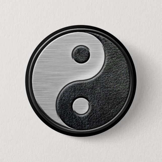 Badge Rond 5 Cm Graphique en cuir et en acier de Yin Yang d'effet (Devant)