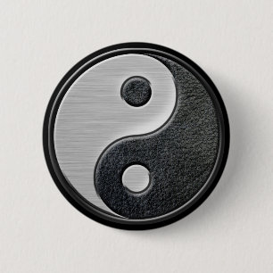 Badge Rond 5 Cm Graphique en cuir et en acier de Yin Yang d'effet