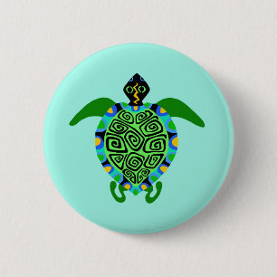 Badge Rond 5 Cm Graphique - TORTUE de mer - Amoureux des animaux -