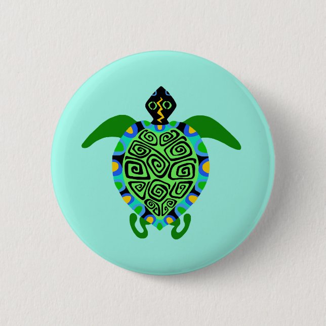 Badge Rond 5 Cm Graphique - TORTUE de mer - Amoureux des animaux - (Devant)