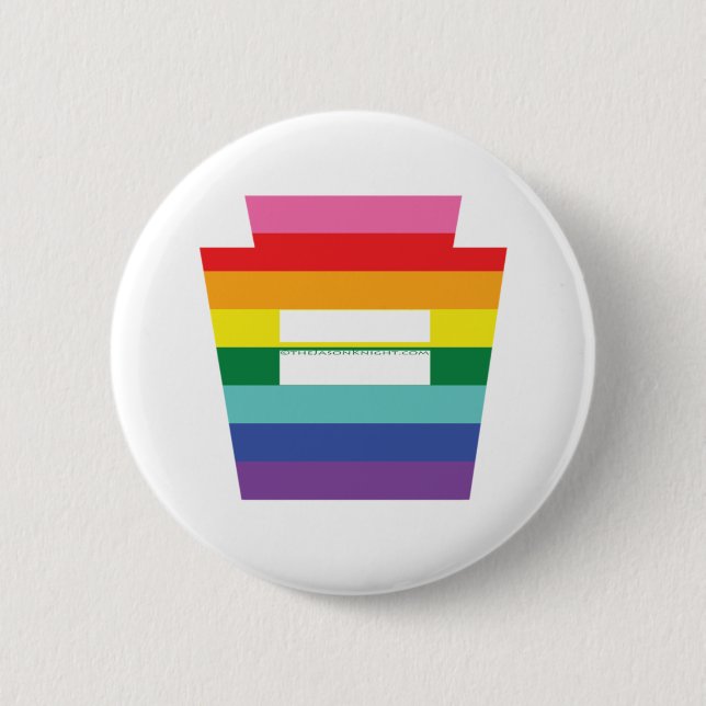 Badge Rond 5 Cm Graphique trapézoïdal d'arc-en-ciel d'égalité de (Devant)