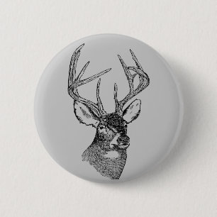 Badge Rond 5 Cm Graphique vintage d'art de cerfs communs