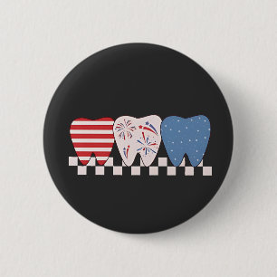 Badge Rond 5 Cm Graphisme à trois dents 4 juillet