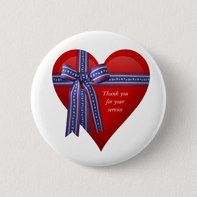 Badge Rond 5 Cm graphisme Cœur Patriotique (Devant)