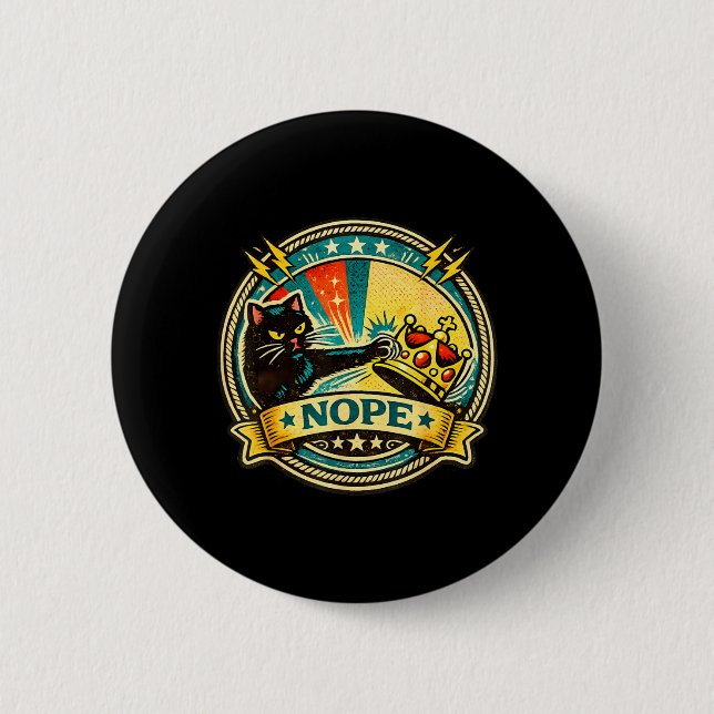 Badge Rond 5 Cm Graphisme de chat noir impertinent avec attitude d (Devant)