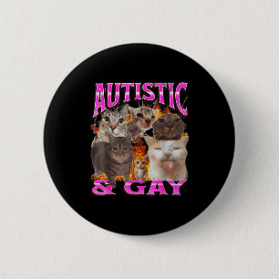 Badge Rond 5 Cm Graphisme de contrefaçon de mème de chat drôle aut