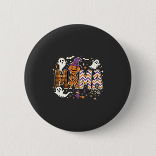 Badge Rond 5 Cm Graphisme de Maman Halloween Fantômes Sorcière et