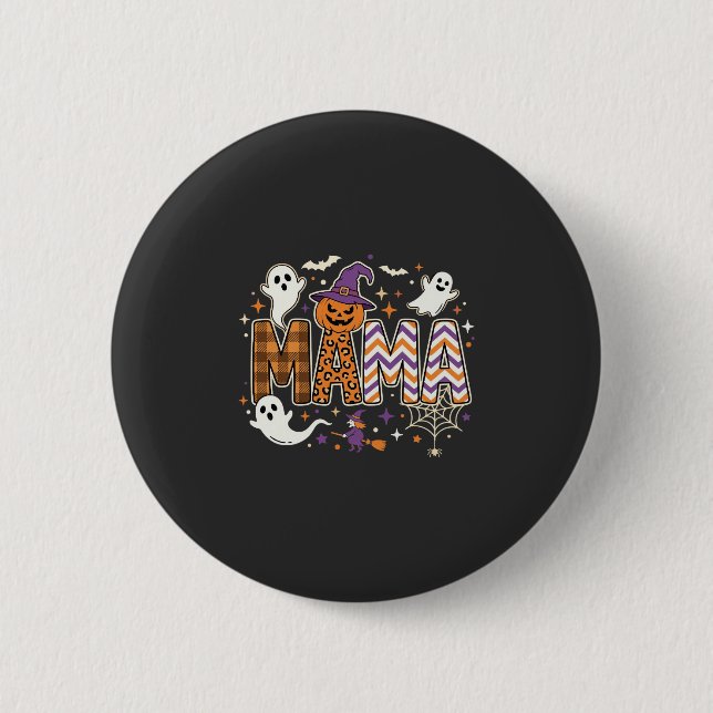 Badge Rond 5 Cm Graphisme de Maman Halloween Fantômes Sorcière et  (Devant)