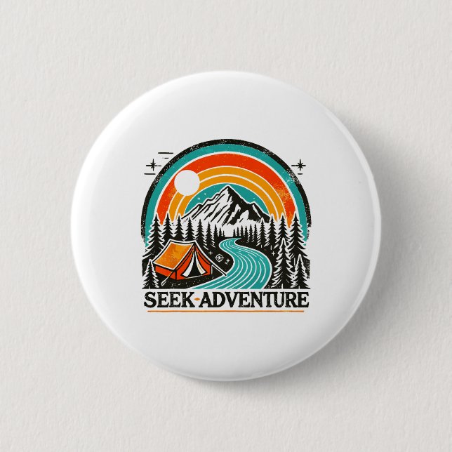 Badge Rond 5 Cm Graphisme de recherche d'aventure Explorez le plei (Devant)