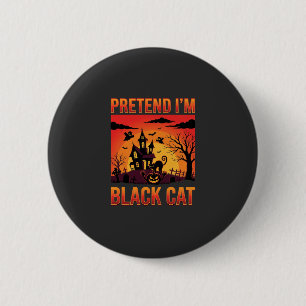 Badge Rond 5 Cm Graphisme Maison Hantée Chat Noir Halloween