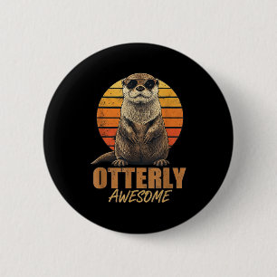 Badge Rond 5 Cm Graphisme totalement génial de loutre de mer rétro