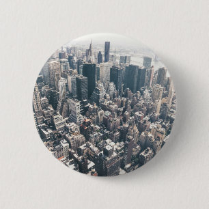Badge Rond 5 Cm Gratte-ciel et dessus de toit de New York City
