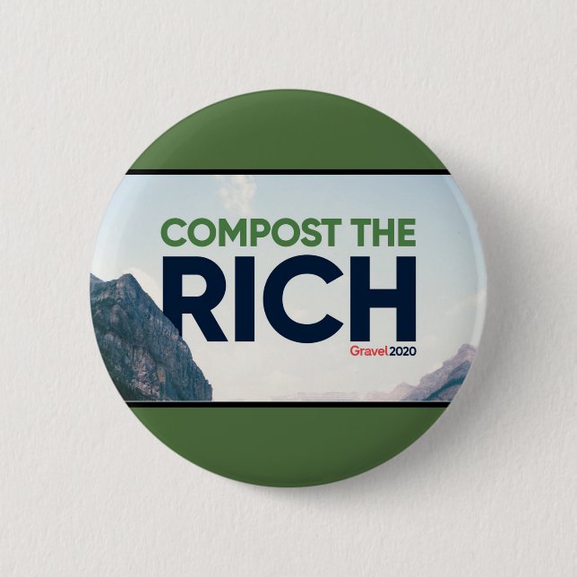 Badge Rond 5 Cm Gravier 2020 : Compostez les riches (Devant)