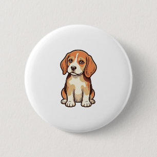 Badge Rond 5 Cm Gravure vintage de chiot Beagle Art vectoriel_1
