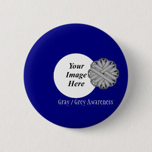 Badge Rond 5 Cm Gray Flower Ribbon Template by Kenneth Yoncich