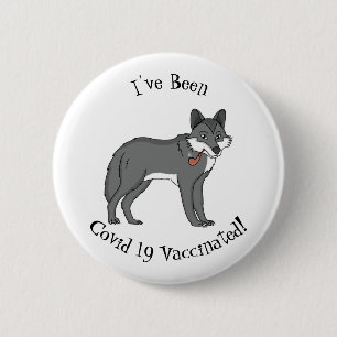 Badge Rond 5 Cm Gray wolf with pipe cartoon illustration