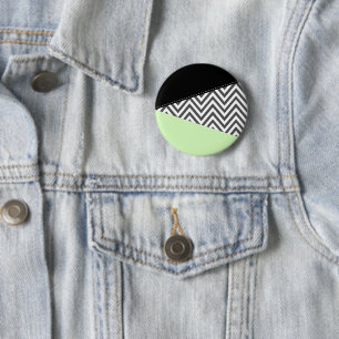 Badge Rond 5 Cm Gray Zigzag, Gray Chevron, Zigzag Pattern, Mint