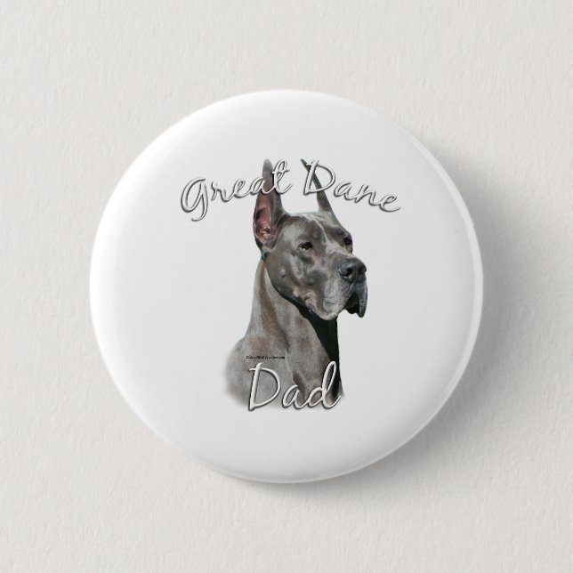 Badge Rond 5 Cm Great Dane (bleu) Papa 2 (Devant)
