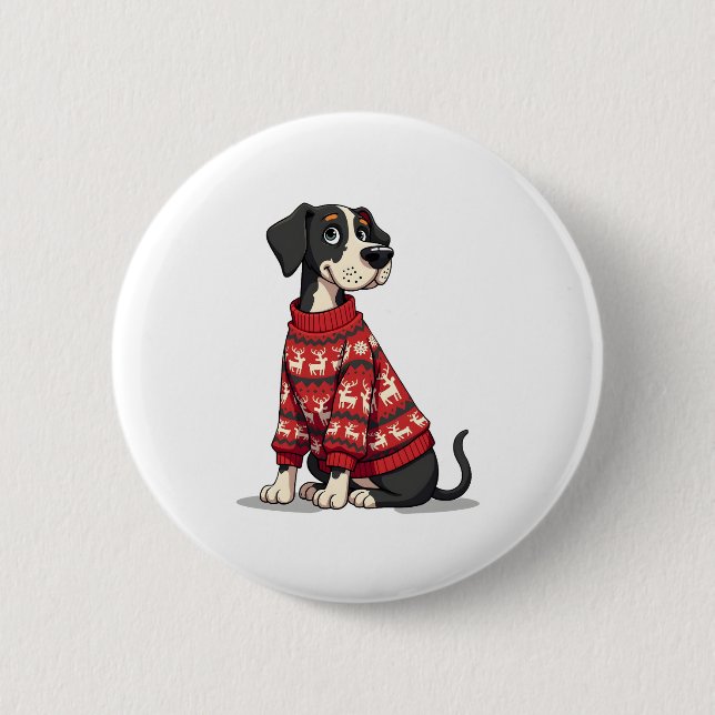 Badge Rond 5 Cm Great Dane Christmas Sweat chien (Devant)