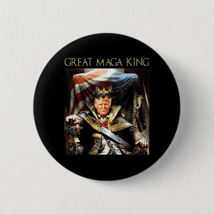 Badge Rond 5 Cm Great Mega King USA Flag Fier Ultra Maga Trump