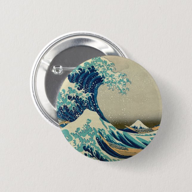 Badge Rond 5 Cm Great Wave off Kanagawa & Japanese Art /Japan (Devant & derrière)