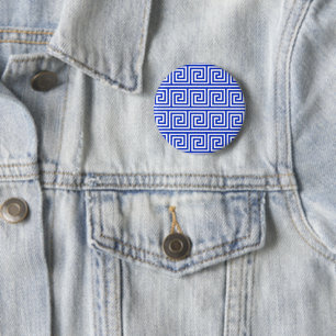 Badge Rond 5 Cm Grec Meander Carré Motif