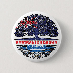 Badge Rond 5 Cm Grèce Australian Australie drapeau des racines de