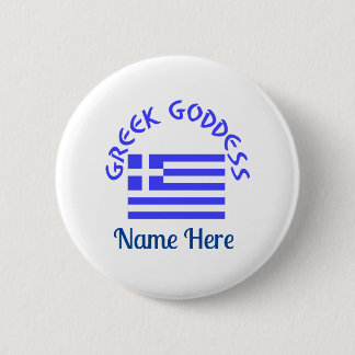 Badge Rond 5 Cm Greek Goddess and Flag of Greece Personalized 