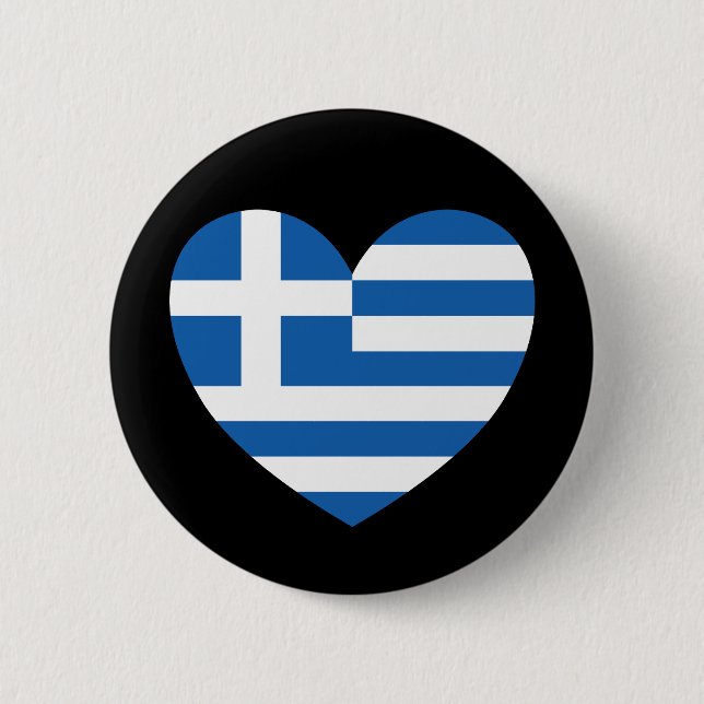 Badge Rond 5 Cm Greek Pride Flag Love Heart (Devant)