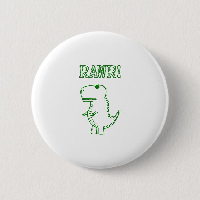 Badge Rond 5 Cm Green Angry T Rex Dino (Devant)