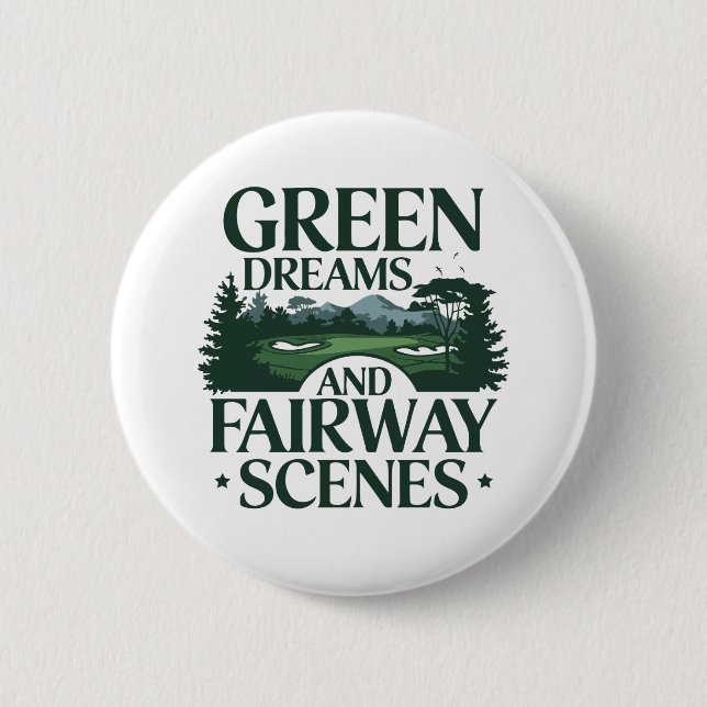 Badge Rond 5 Cm Green Dreams, Golf tendance (Devant)