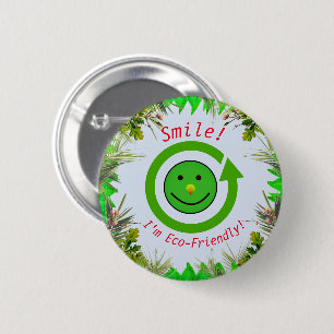 Badge Rond 5 Cm Green Fun - Éco-Friendly