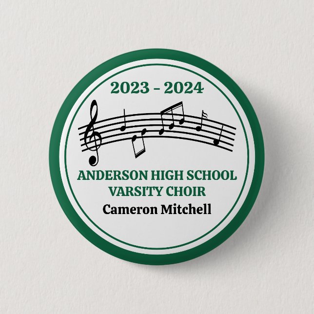 Badge Rond 5 Cm Green High School Choir Keepsaké personnalisé (Devant)