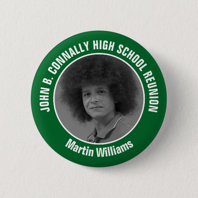 Badge Rond 5 Cm Green High School Reunion Yearbook Photo (Devant)