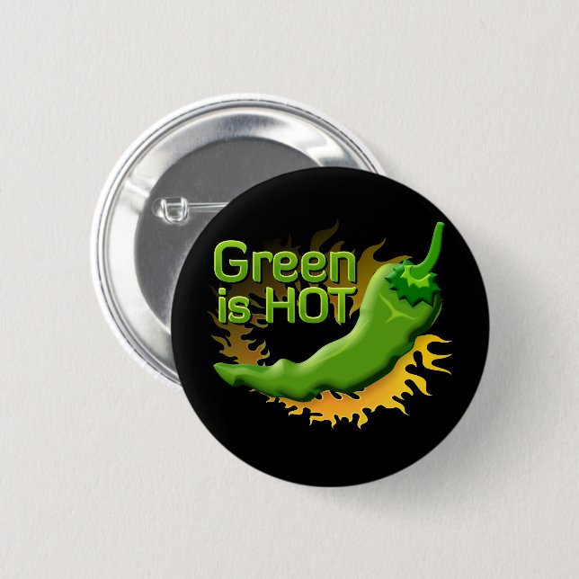 Badge Rond 5 Cm Green is HOT (Devant & derrière)