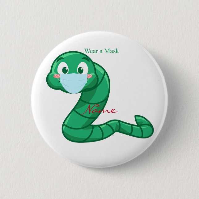 Badge Rond 5 Cm Green Kawaii Worm Thunder_Cove (Devant)