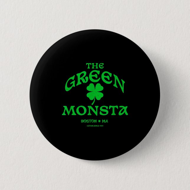 Badge Rond 5 Cm Green Monsta Funny Boston M New England Srts Gift  (Devant)