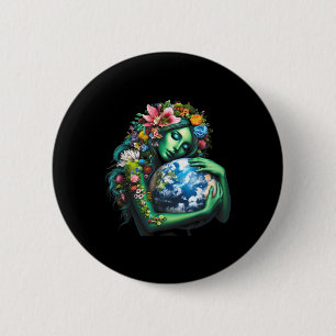 Badge Rond 5 Cm Green Mother Jour des terres Gaia Sauvez notre pla