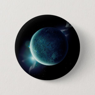 Badge Rond 5 Cm green planet in the universe witaura and stars