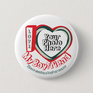 Badge Rond 5 Cm Green Red Heart J'aime Mon petit ami