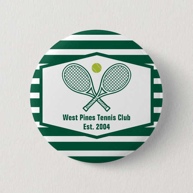 Badge Rond 5 Cm Green Stried Tennis Club de Country Personnalisé (Devant)