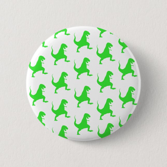Badge Rond 5 Cm Green t-rex pattern (Devant)