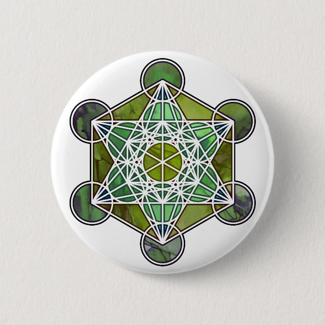 Badge Rond 5 Cm GreenMetatronCube (Devant)